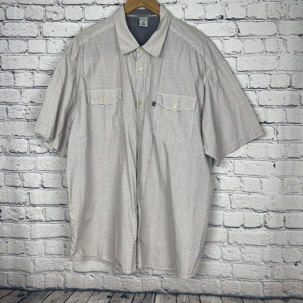 Old Navy Men's Plaid Collared Short Sleeve Button Down Shirt 100% Cotton Sz XXL
